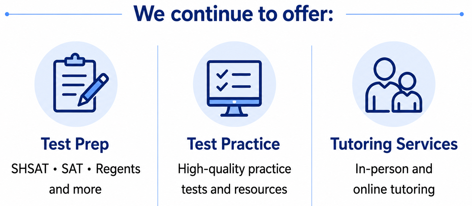 Test prep, test practice, and tutoring services